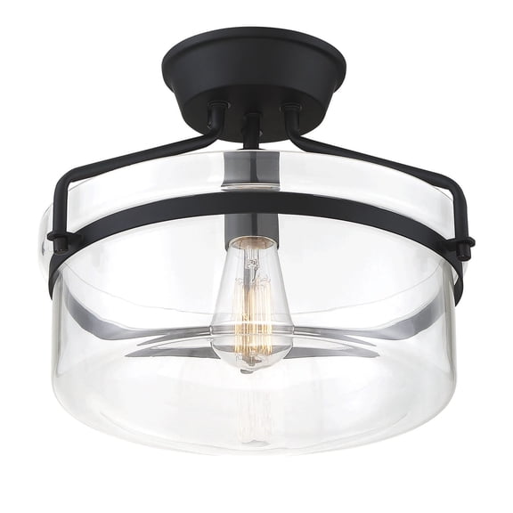 Trade Winds Gardner Glass Semi-Flush Mount Ceiling Light in Matte Black
