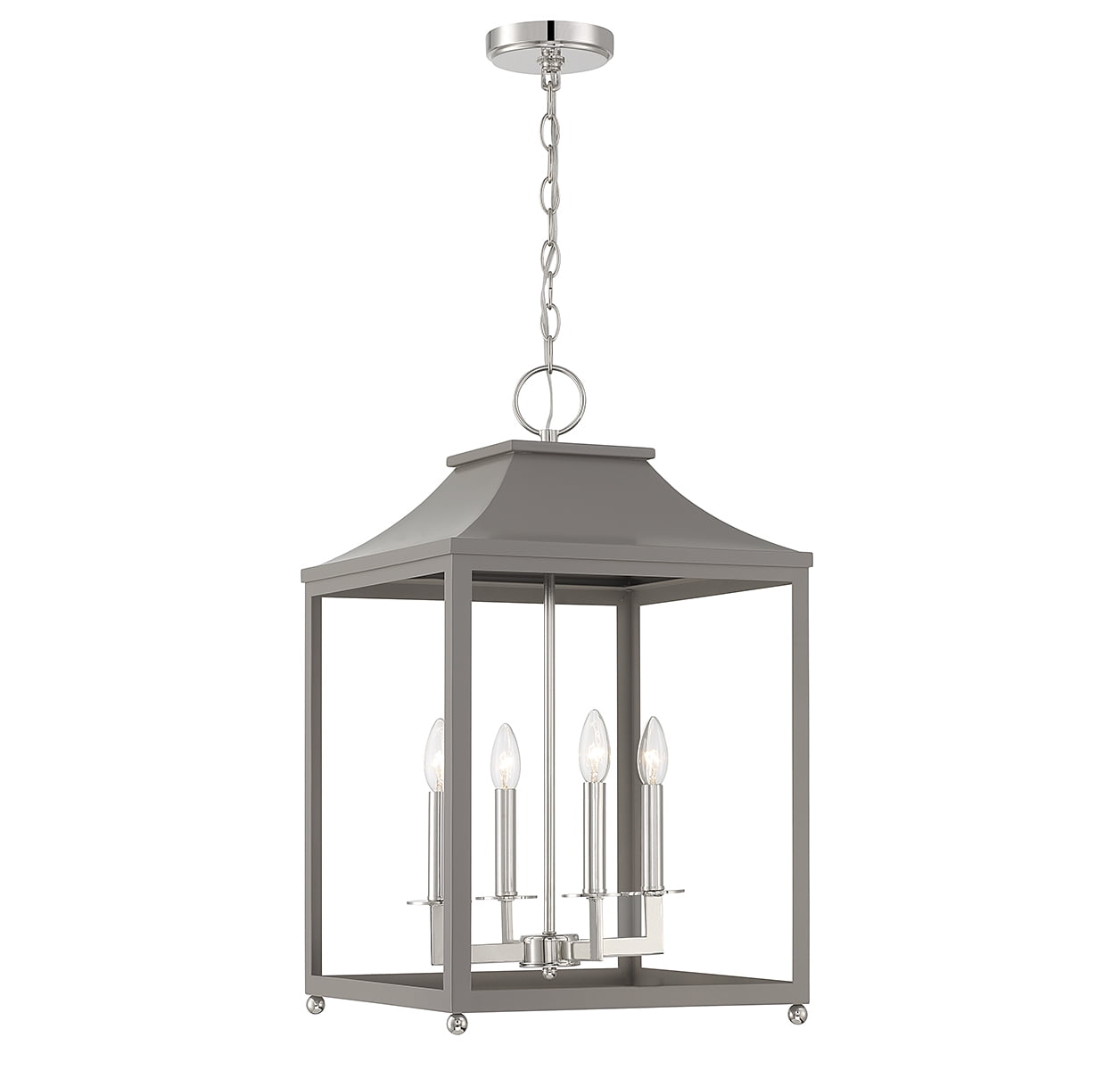 Elegant Meridian 4-Light Gray and Polished Nickel Pendant