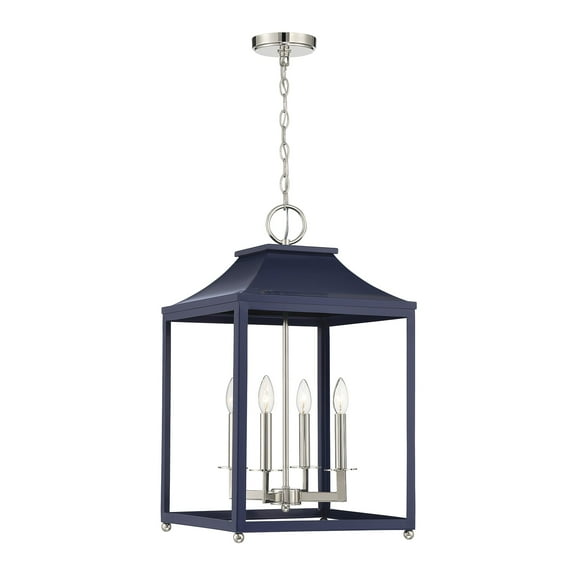 Trade Winds Gianna 4-Light Pendant in Navy Blue with Polished Nickel