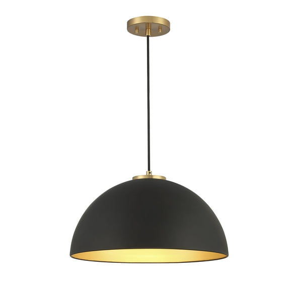 Trade Winds Hazel 1-Light Pendant in Matte Black with Natural Brass