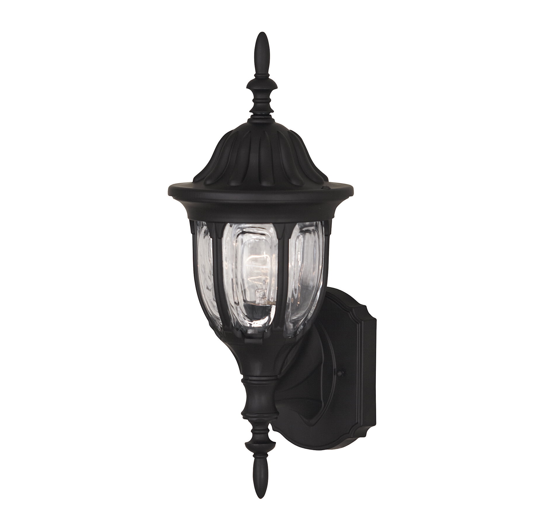 Black Mission Style Outdoor Lantern with Clear Glass