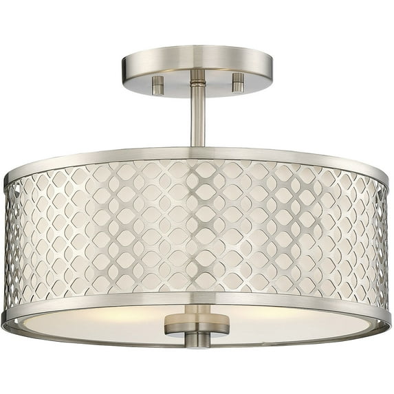 Trade Winds Hutchins Drum Semi-Flush Mount Ceiling Light in Brushed Nickel