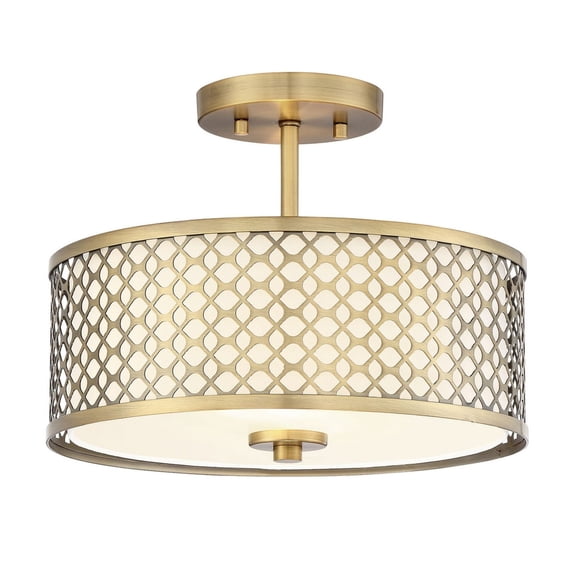 Trade Winds Hutchins Semi-Flush Mount Ceiling Light in Natural Brass