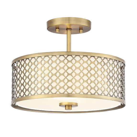 Trade Winds Hutchins Semi-Flush Mount Ceiling Light in Natural Brass