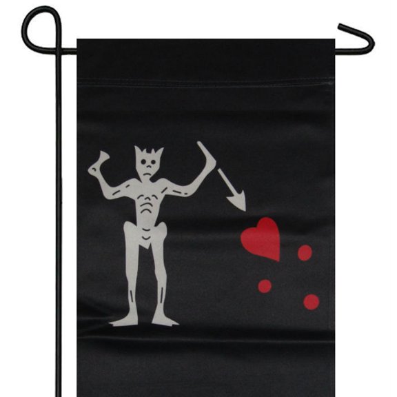 Trade Winds JOLLY ROGER PIRATE BLACK BEARD GARDEN BANNER/FLAG 12"X18" SLEEVED POLY