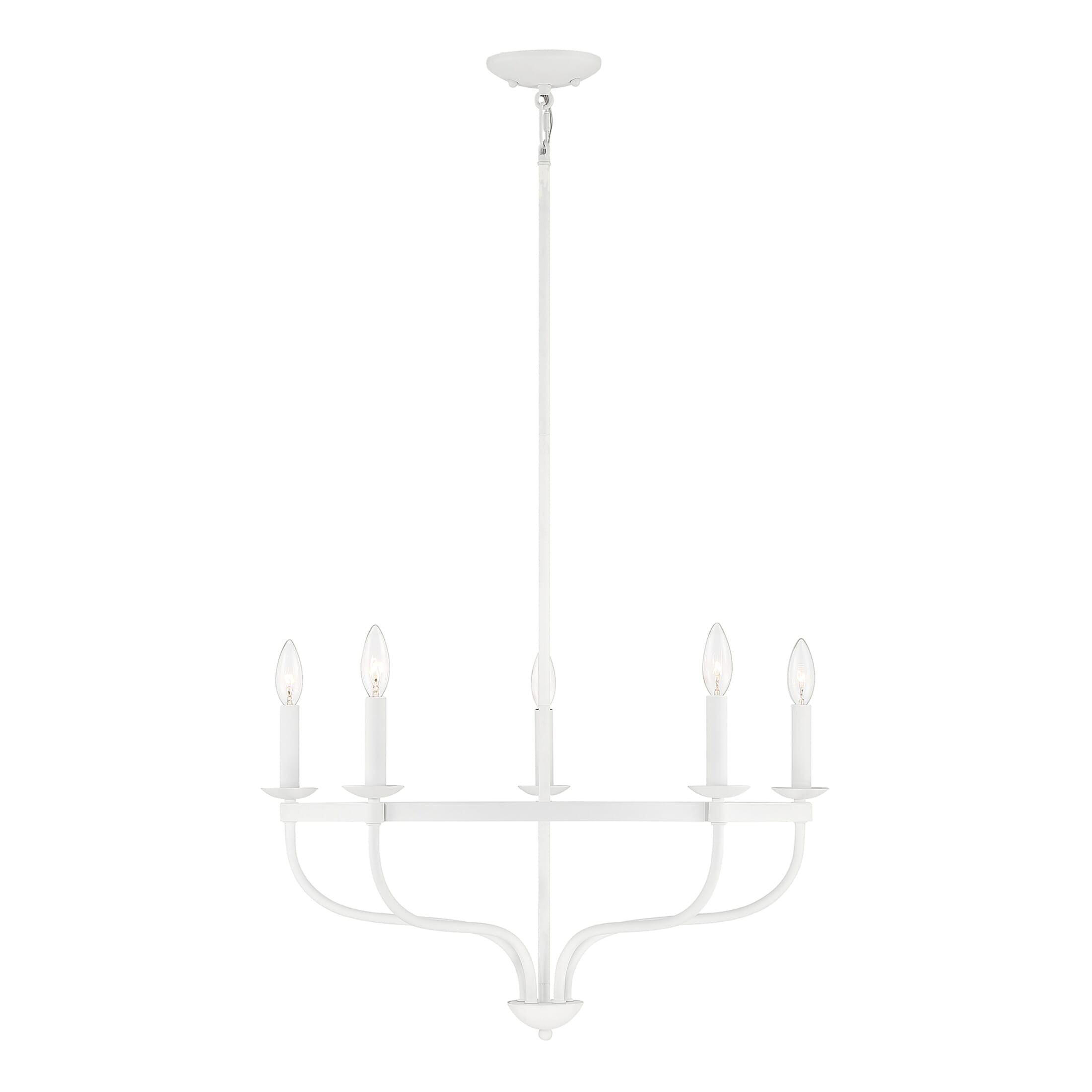 Bisque White 5-Light Rustic Chandelier with Adjustable Height