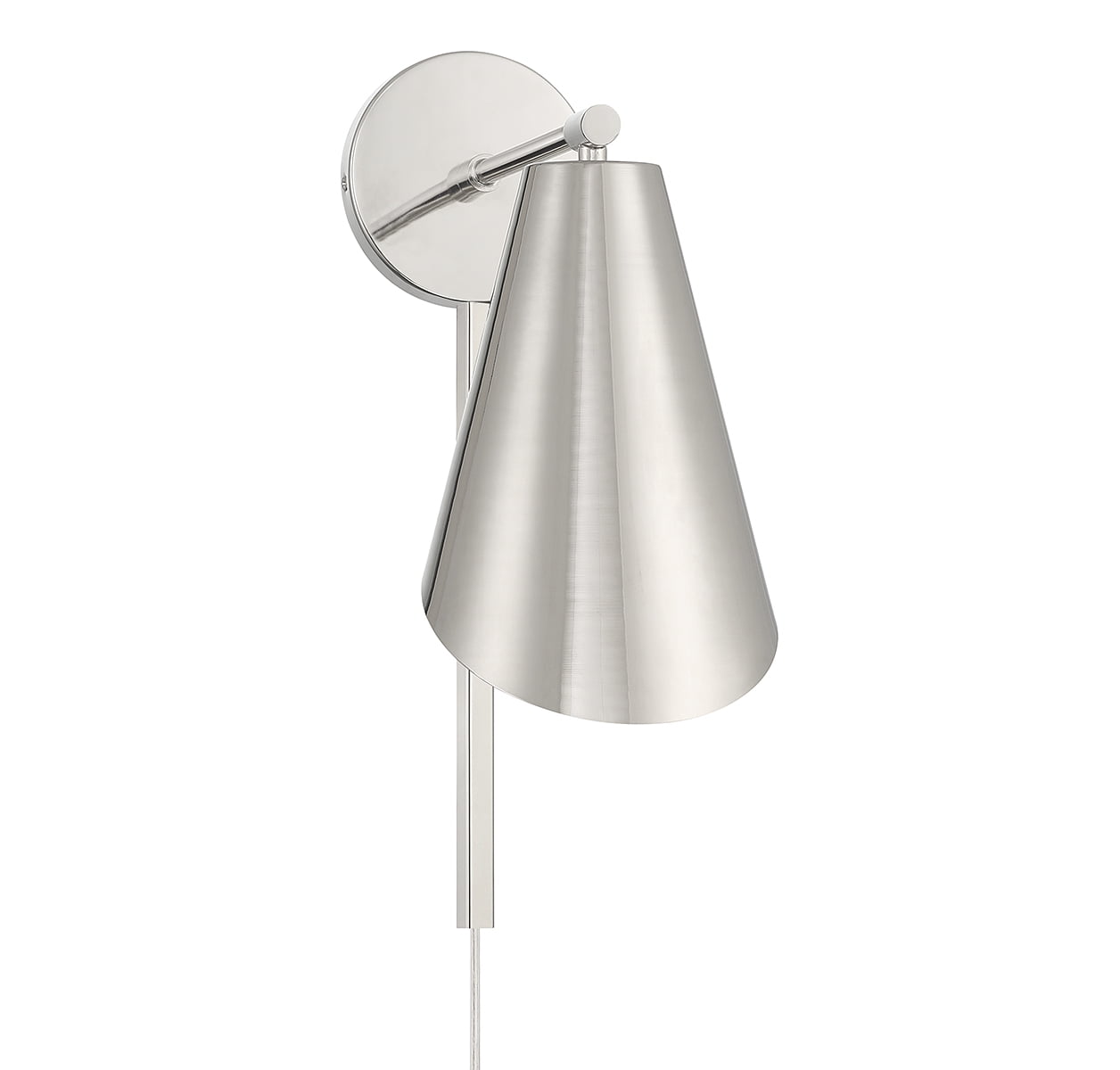 Polished Nickel Metal Shade Dimmable Wall Sconce