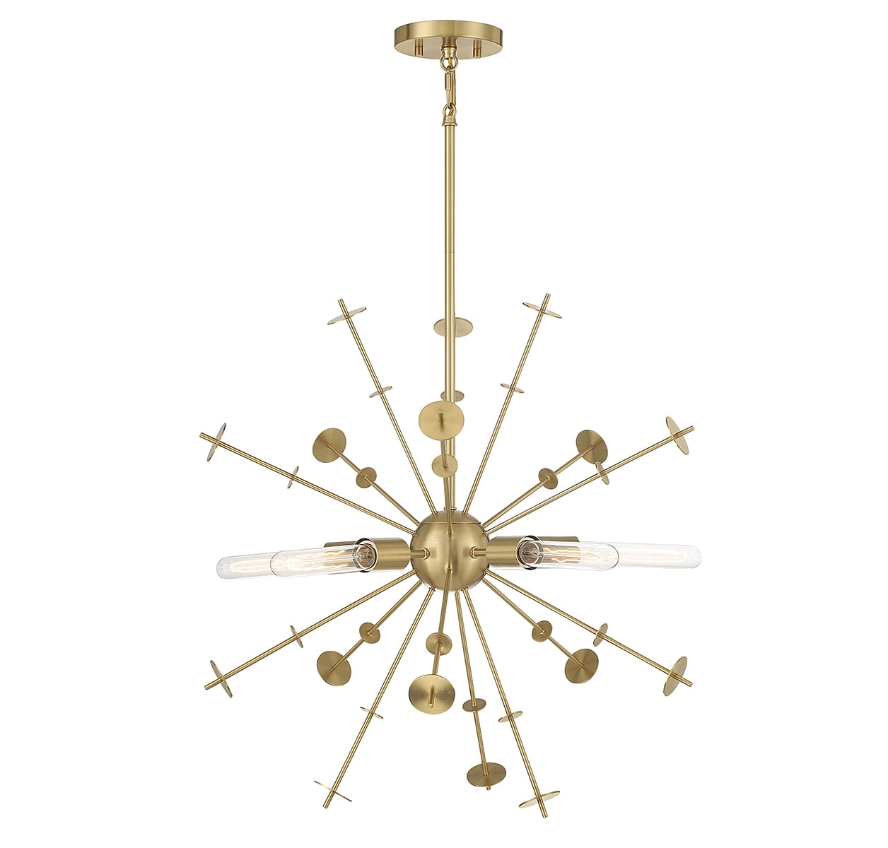 Savoy Meridian Geometric 5-Light Pendant in Natural Brass