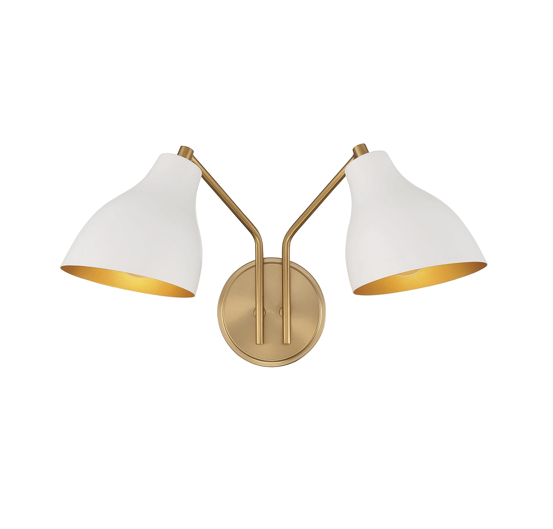 Modern White and Brass 2-Light Wall Sconce