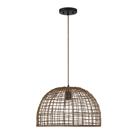 Trade Winds Lighting 1-Light Pendant Light In Dark Rattan With A Dark Brown Socket