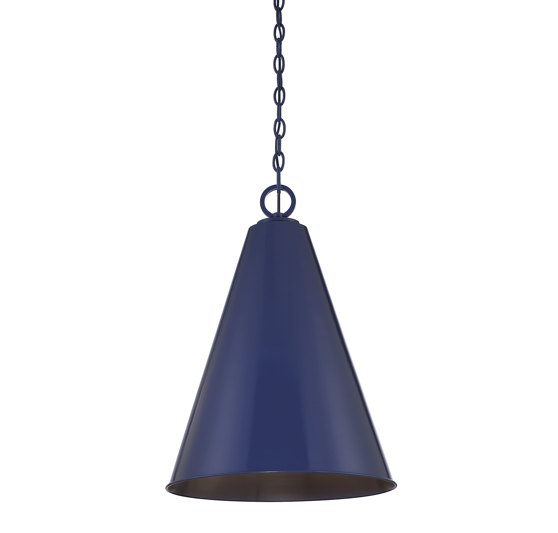 Navy Blue Matte Black LED Pendant Light with Chain