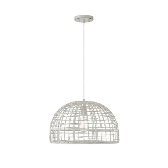 Trade Winds Lighting 1-Light Pendant Light In White Rattan With A White Socket