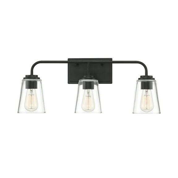 Trade Winds Lighting 3-Light Bathroom Vanity Light In Matte Black