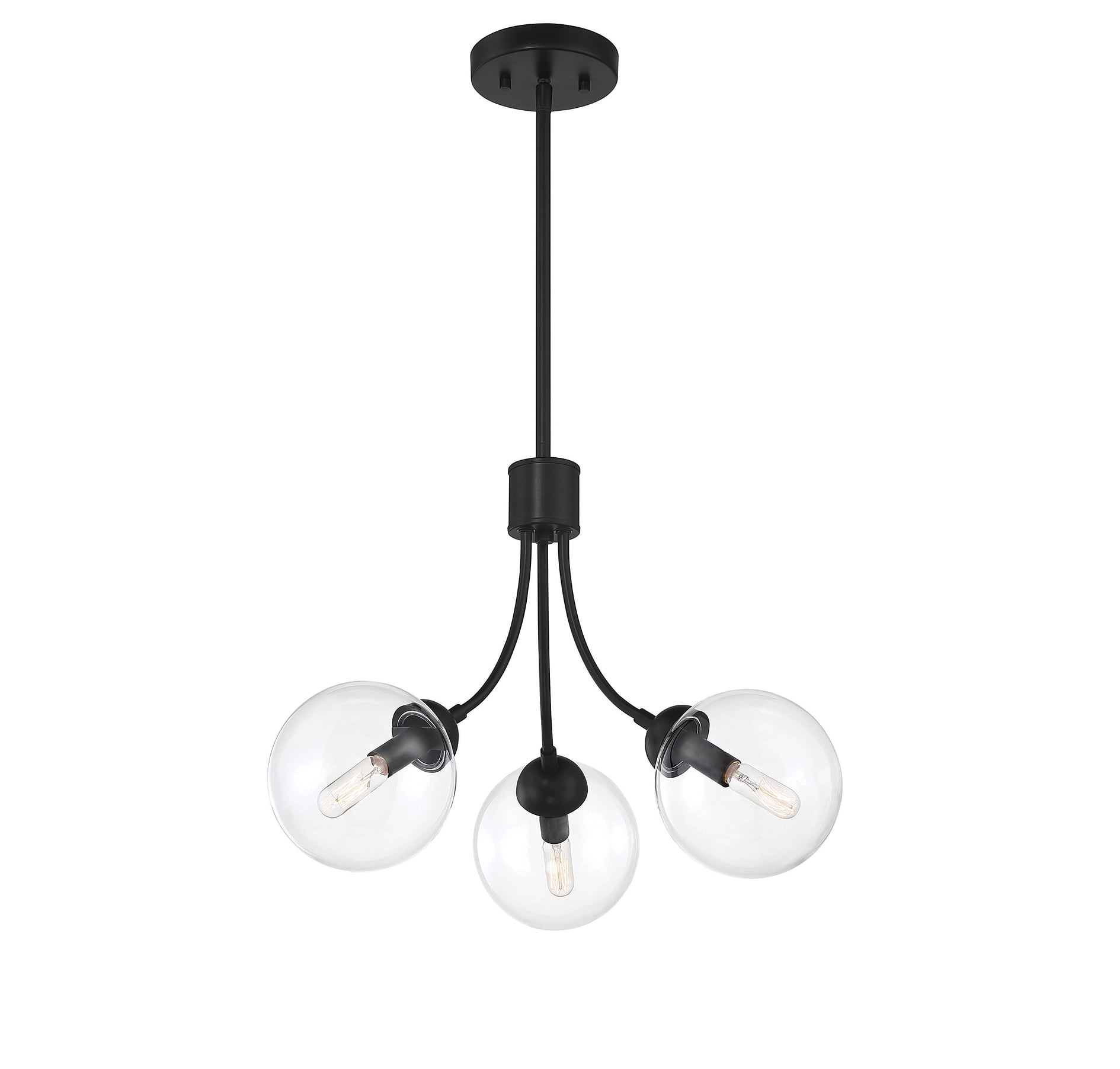Eclipse Matte Black 3-Light Orb Chandelier with Adjustable Height