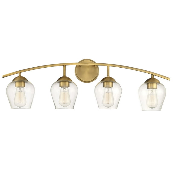 Trade Winds Lighting 4-Light Bathroom Vanity Light In Natural Brass