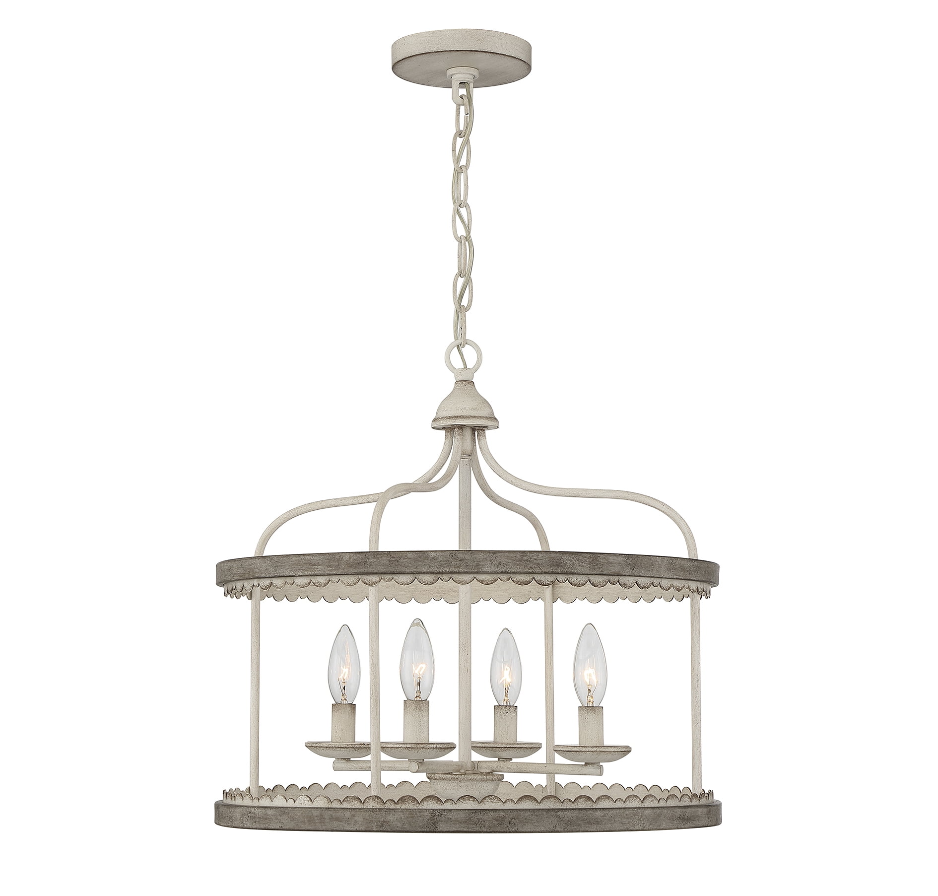 Farmhouse Scalloped Edge 4-Light Drum Pendant in Weathered Silo Finish