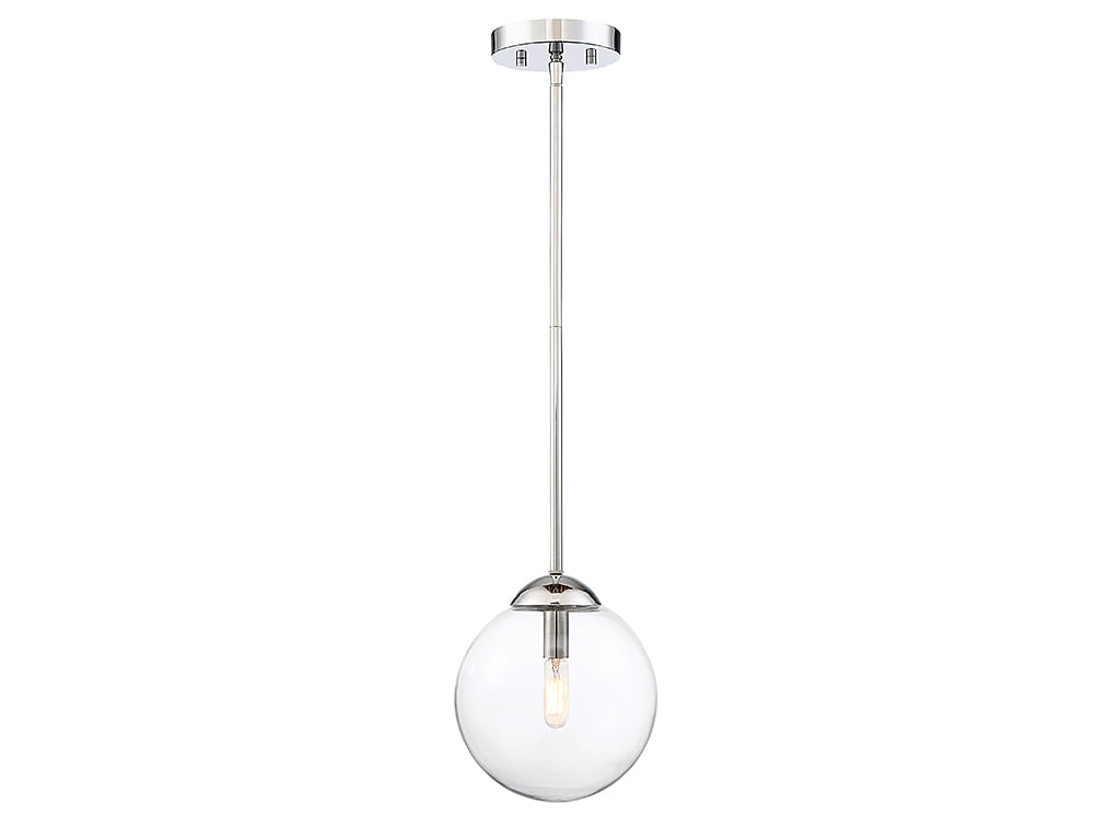 Matte Black and Chrome Mini Globe Pendant Light