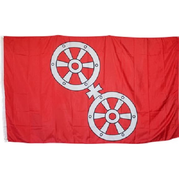 Trade Winds Mainz Germany Flag 3x5 ft German City Banner Wheel 100D Rough Tex Poly Red White