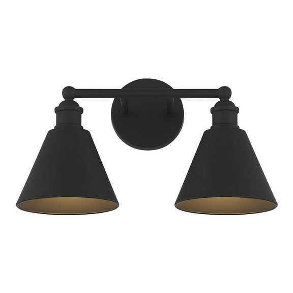 Trade Winds Marco 2-Light Bathroom Vanity Light in Matte Black