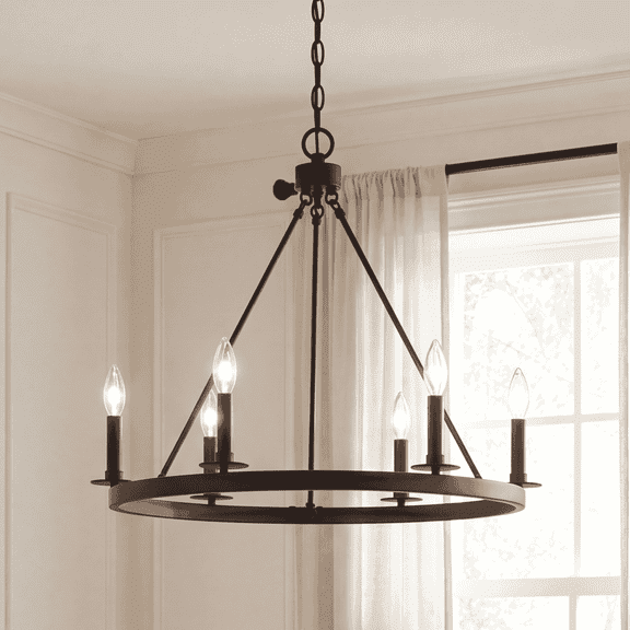 Trade Winds May 6-Light Chandelier in Matte Black