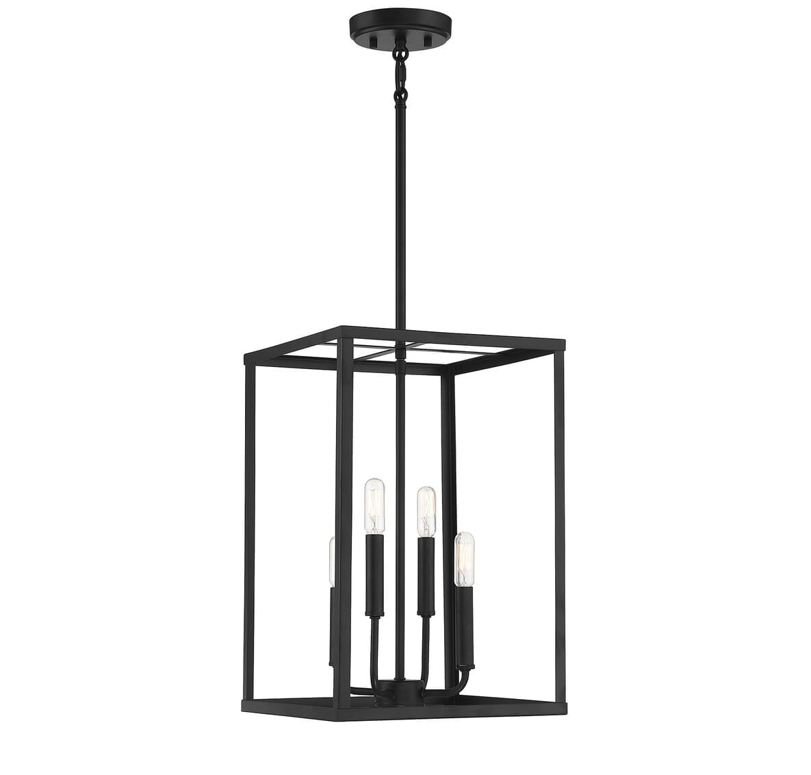 Geometric Matte Black 4-Light LED Compatible Pendant
