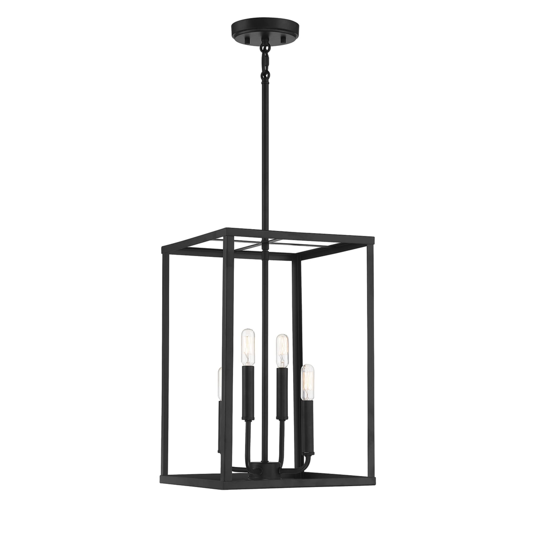 Geometric Matte Black 4-Light LED Compatible Pendant