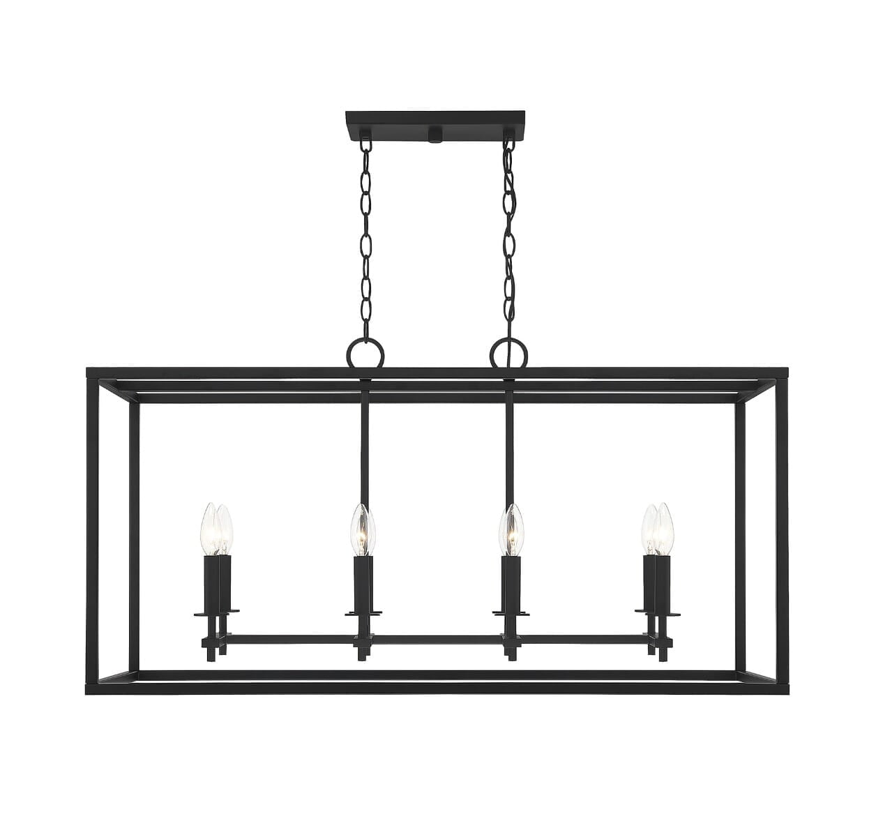 Matte Black 8-Light Outdoor Linear Chandelier by Meridian