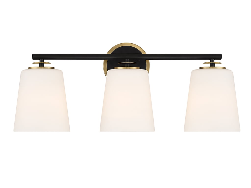 Trade Winds Nell 3-Light Bathroom Vanity Light in Matte Black and Natural Brass