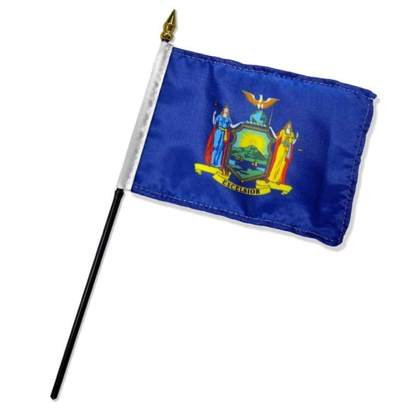 Trade Winds New York State Flag 4"x6" Desk Table Stick (sewn edges) 100D