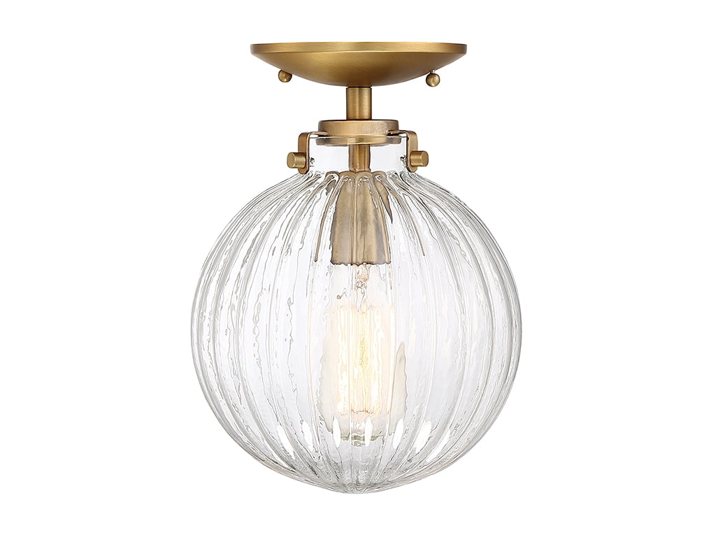 Meridian 8" Globe Semi-Flush Mount in Brushed Nickel with Clear Glass