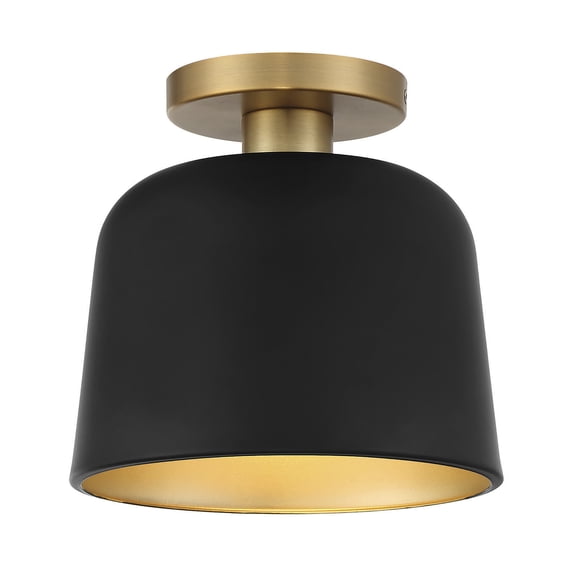 Trade Winds Nora 1-Light Ceiling Light in Matte Black with Natural Brass