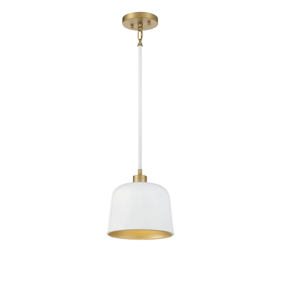 Trade Winds Nora 1-Light Pendant in White with Natural Brass