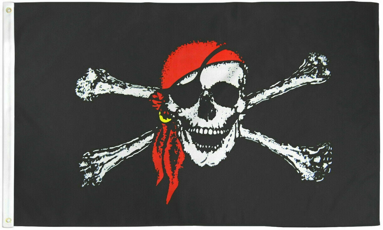 Trade Winds PIRATE FLAG LARGE 4X6 FOOT FT JOLLY ROGER BANNER SKULL W ...