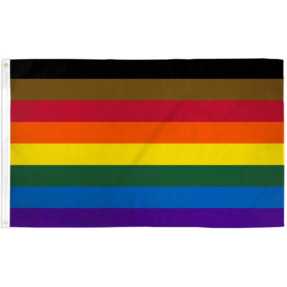Trade Winds Philly Rainbow Flag 3x5 ft w/ Black & Brown Philadelphia Gay Lesbian LGBTQ Pride