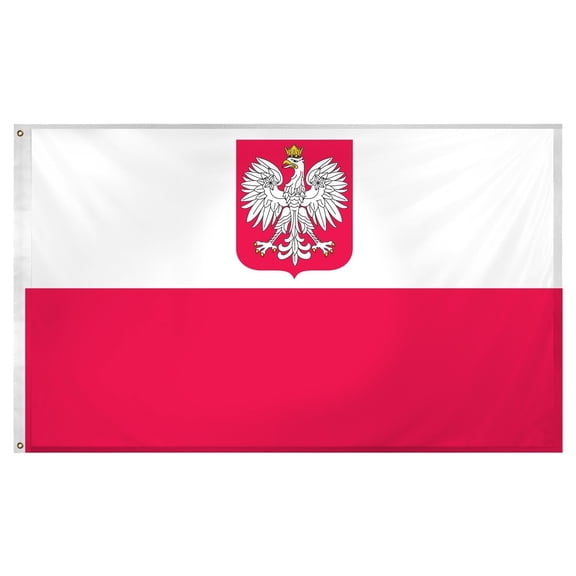 Trade Winds Poland Polska Eagle Crest nylon 210D Flag 3x5 ft House Banner