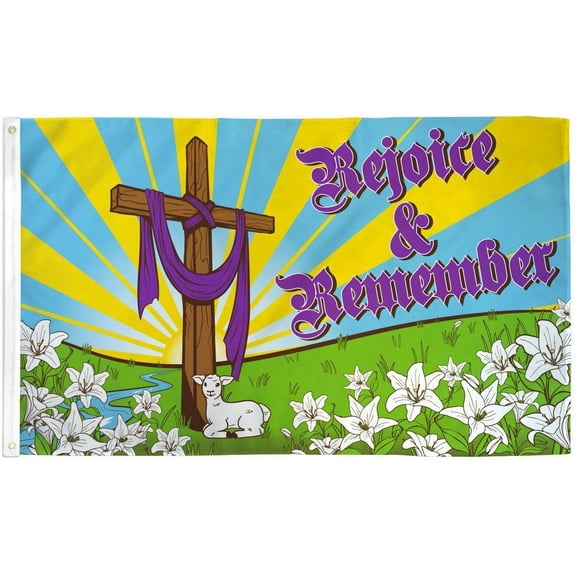 Trade Winds Rejoice & Remember Easter Flag 3x5 He is Risen Christian Religious Easter Flag
