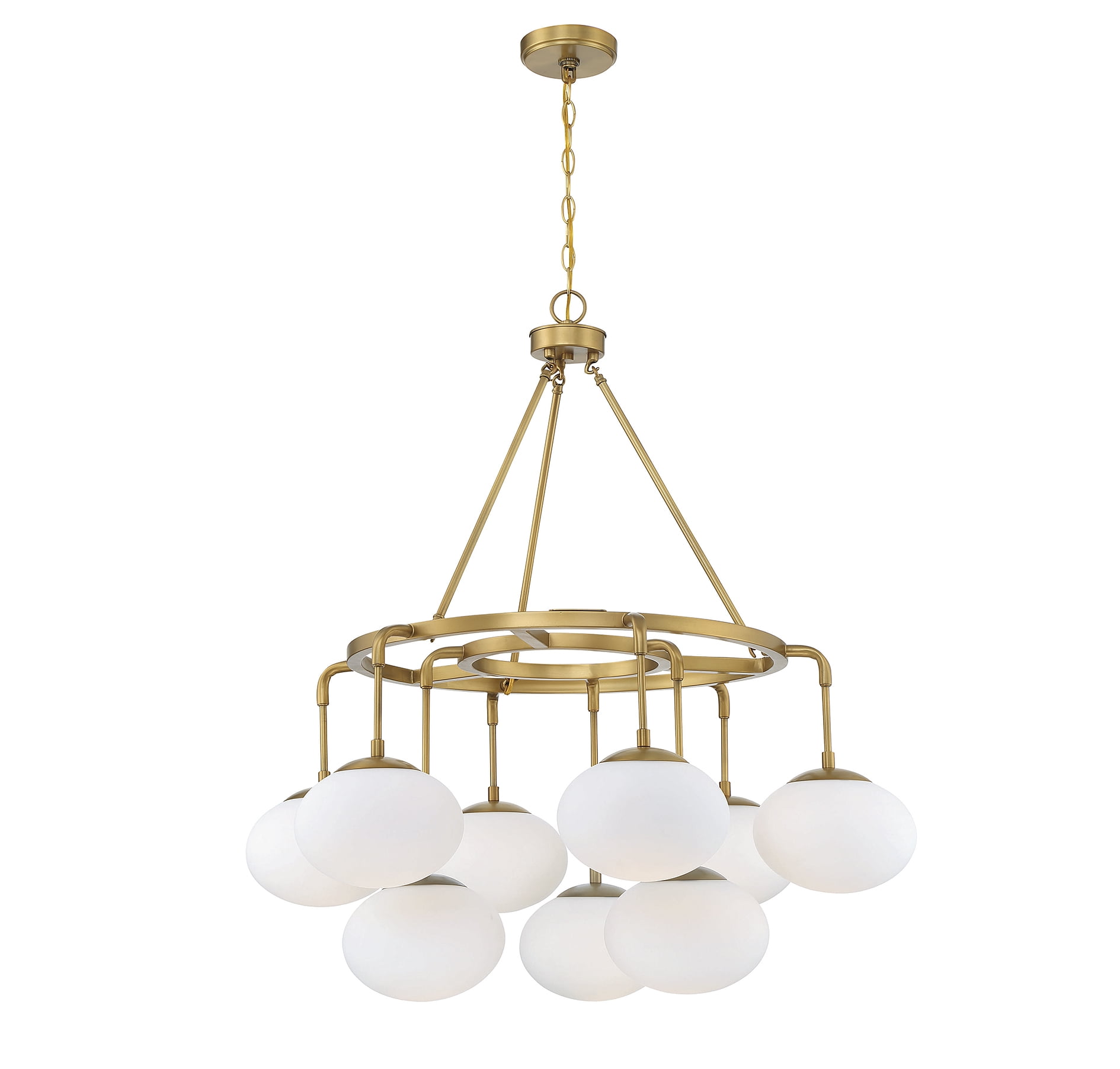 Sophia 9-Light Natural Brass Chandelier with Milk Glass Shades