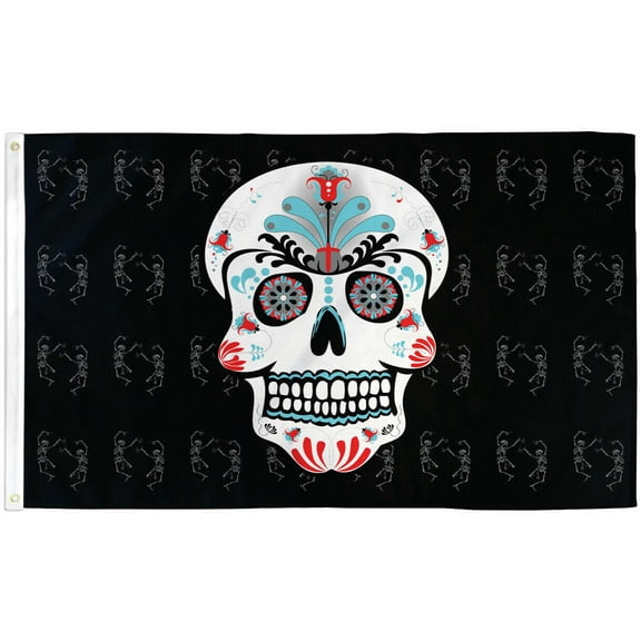 Trade Winds Sugar Skull Flag 3x5ft Holiday House Flag Day of the Dead Sugar Skull 100D