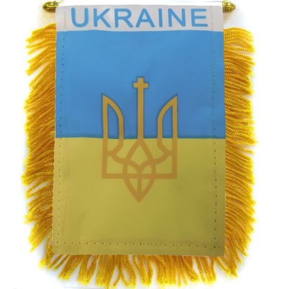 Trade Winds Ukraine Trident 4"x6" Mini Window Banner Flag