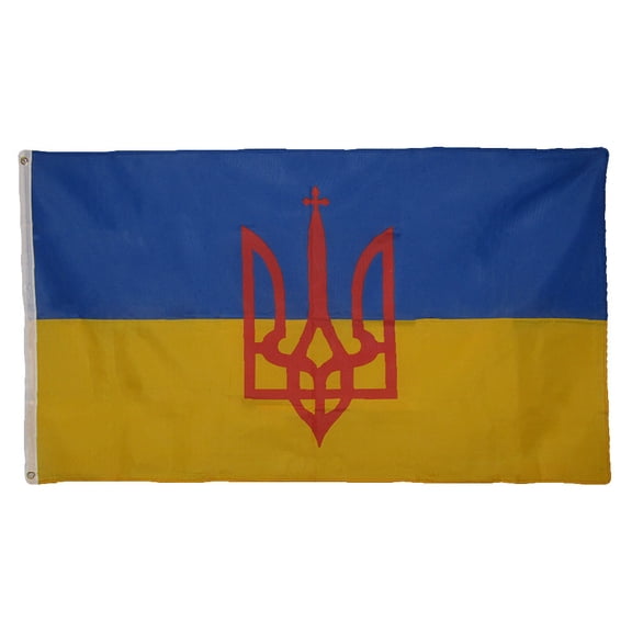 Trade Winds Ukraine Ukrainian MILITARY Trident Coat of Arms 3x5 Flag Banner indoor/outdoor