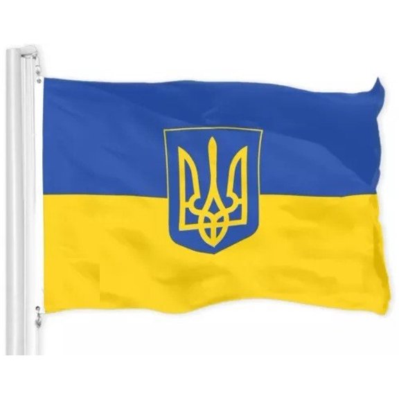 Trade Winds Ukraine Ukrainian TRIDENT COAT OR ARMS Flag 3x5FT 150D Printed SPUN Polyester