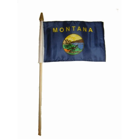 Trade Winds Wholesale Lot of 3 6x9 6"x9" State of Montana Stick Flag wood Staff