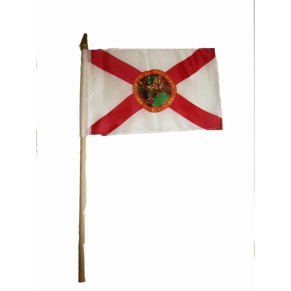 Trade Winds Wholesale Lot of 6 6x9 6"x9" State of Florida Stick Flag wood Staff