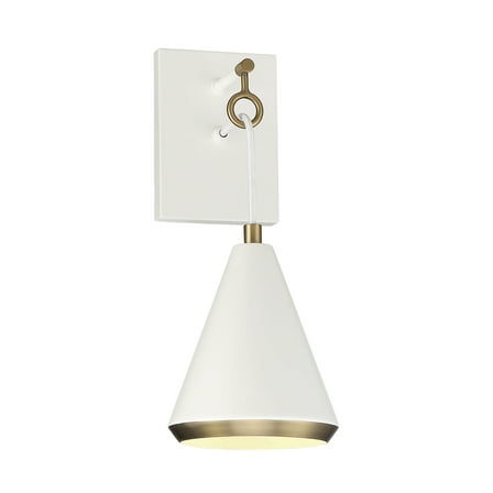 Trade Winds Winona 1-Light Wall Sconce in White with Natural Brass