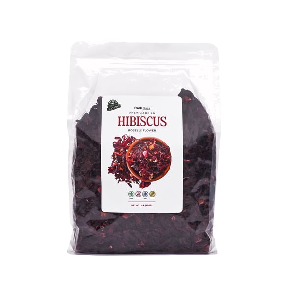 TradeBuza Dried Hibiscus Flowers, Flor de Jamaica, Whole Loose Leaf, 1 lb (16 oz)