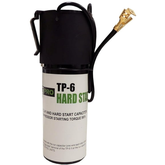TradePro TP-6 Solid State Relay/Hard Start Capacitor; 130-156 MFD; 90-277 VAC; 50/60 Hz; Single; For use with Hard Starting Compressors