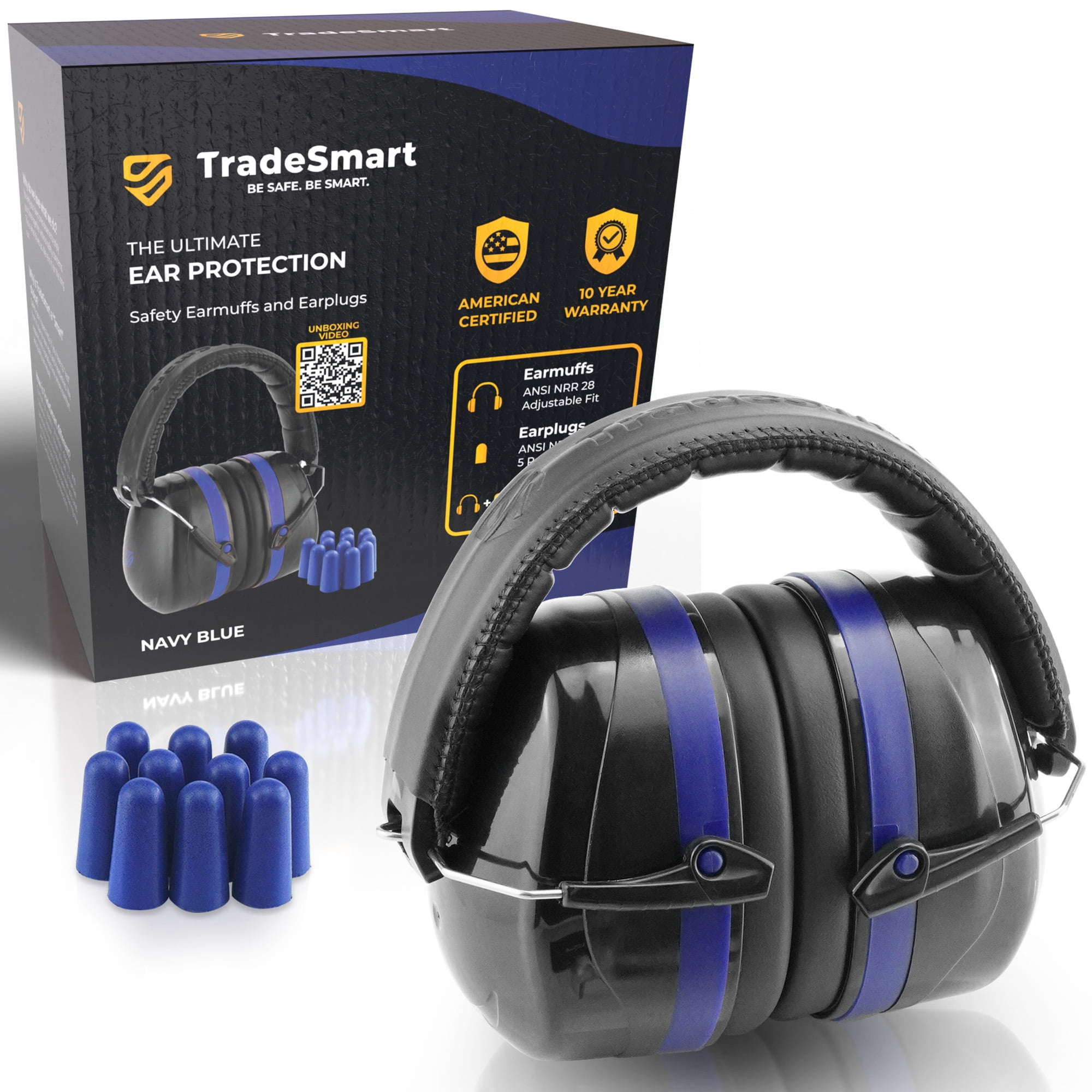 TradeSmart Earmuffs for Shooting Range & 5x Gun Earplugs, Firearm