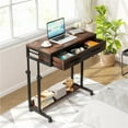 thumbnail image 1 of Tradeber TB-F1695X 31.5 in. Tabletop Portable Laptop Desk with Drawer & Wheels - Rustic Brown, 1 of 1
