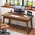thumbnail image 1 of Tradeber TB-YS0322 55 in. Mid-Century Modern Executive Desk with Drawer - Rustic Walnut Brown, 1 of 1