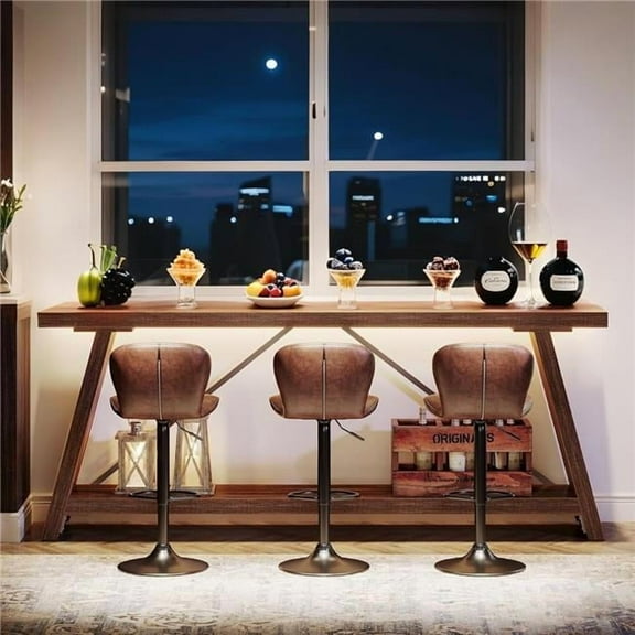 Tradeber TB-F1957 70.9 in. Extra Long Sofa Console Table Behind Couch - Dark Walnut Brown